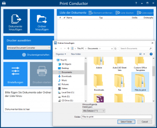 Print Conductor screenshot - Ordner hinzufügen