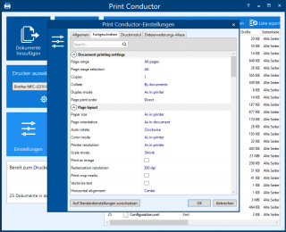 Print Conductor screenshot - Drucker auswählen